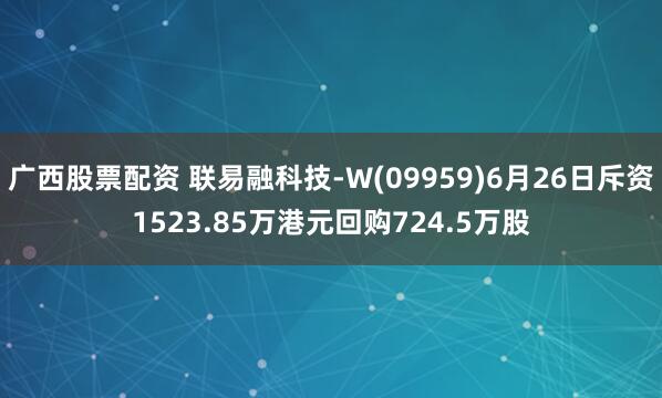 广西股票配资 联易融科技-W(09959)6月26日斥资1523.85万港元回购724.5万股